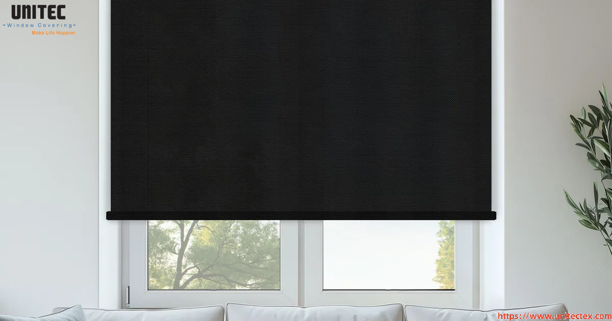 Designer black roller blinds