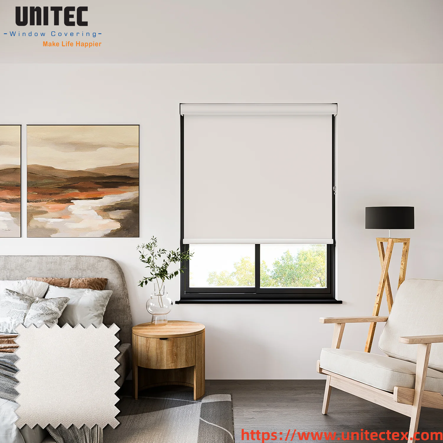 white blackout roller blind