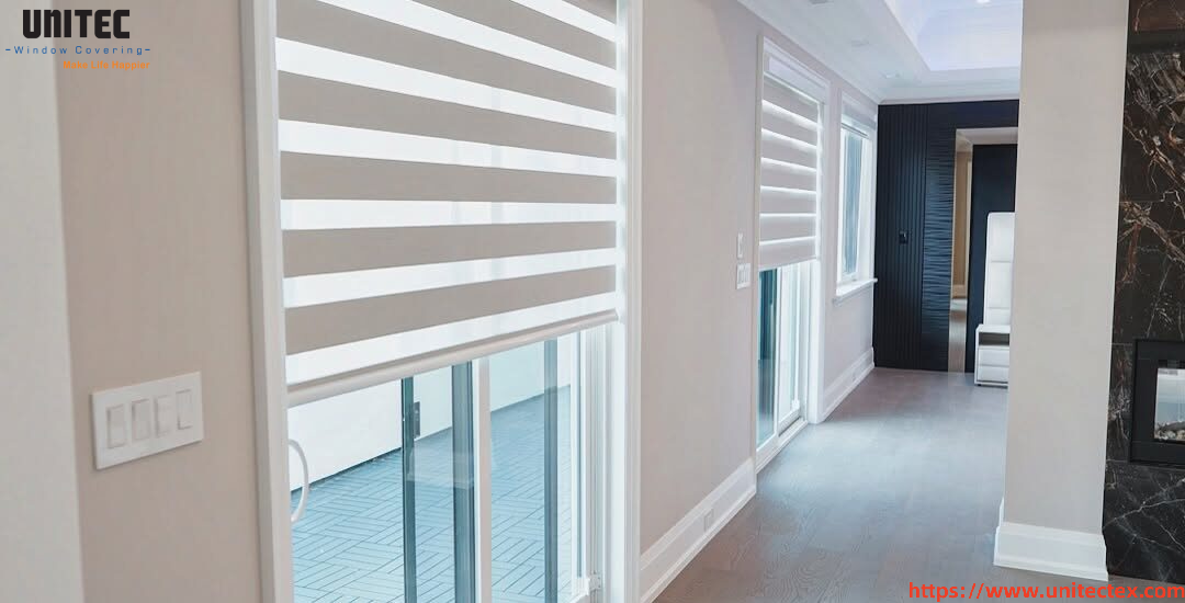 Zebra blinds for sliding doors