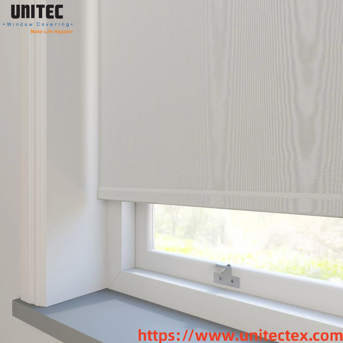 white textured roller blinds