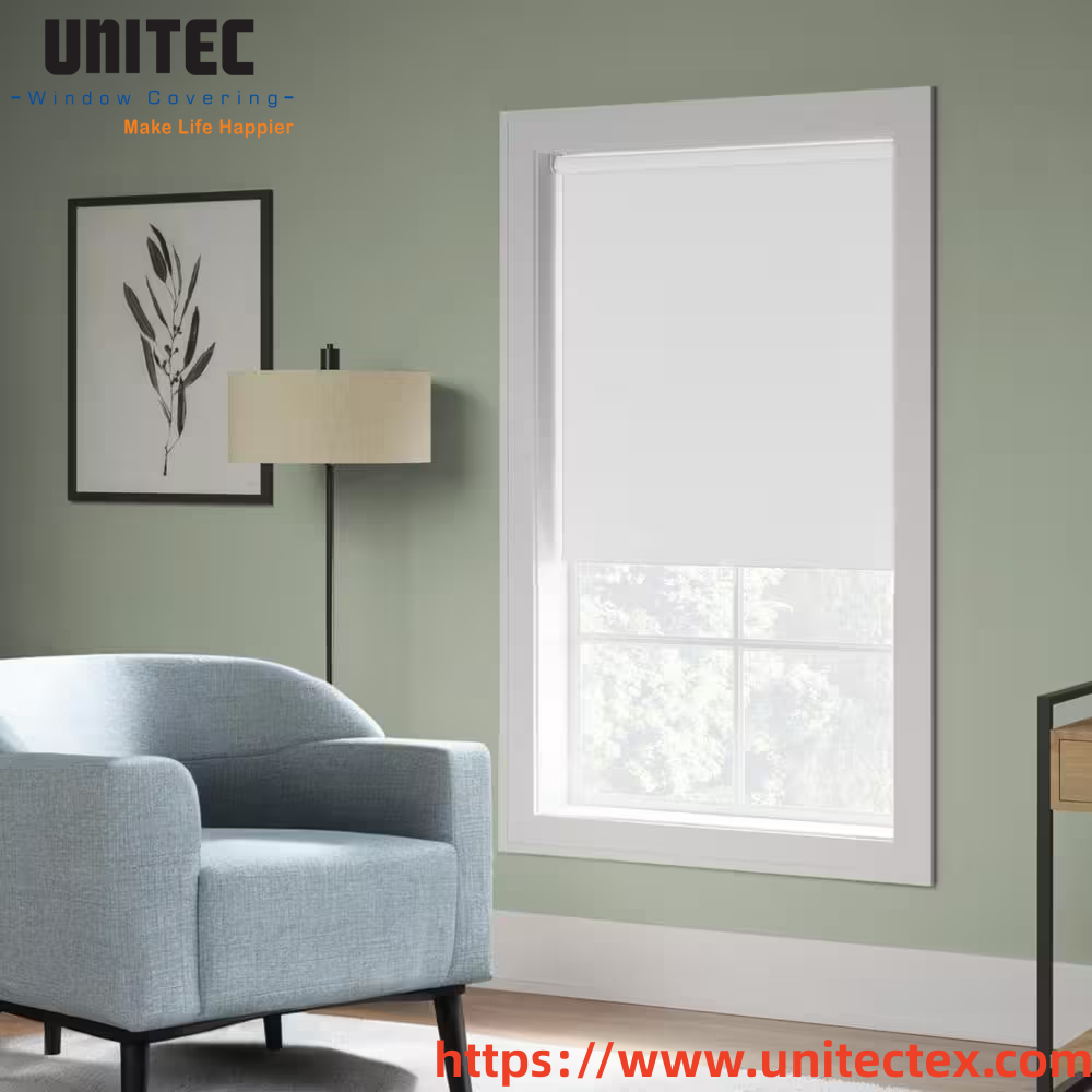 white 100% blackout roller blinds