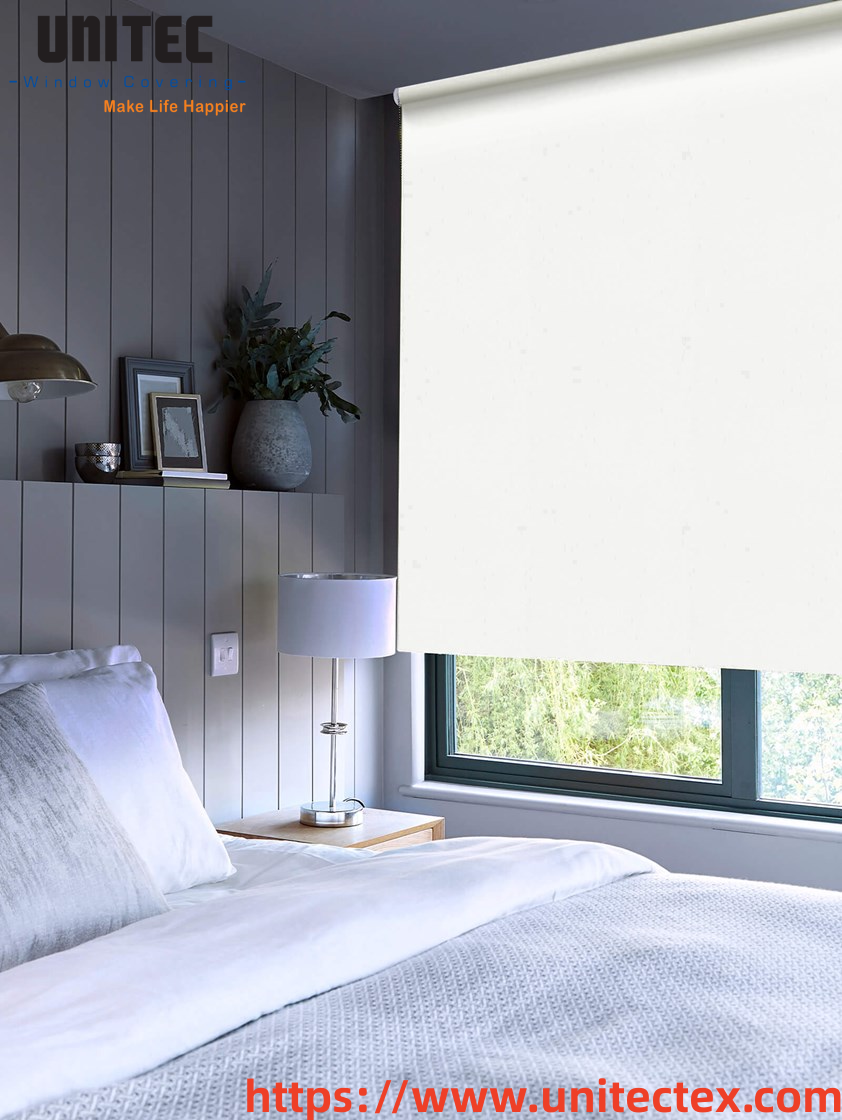 white blackout roller blind