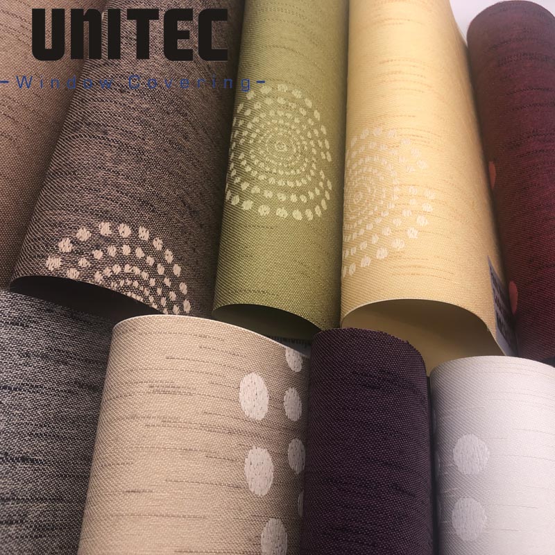 A stunning blackout shades Roller Blinds Fabric, high-quality 100% Polyester yarns with Jacquard weave and Acrylic Foam