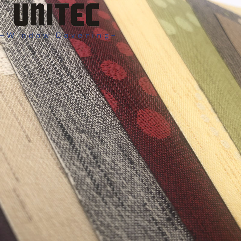 A stunning blackout shades Roller Blinds Fabric, high-quality 100% Polyester yarns with Jacquard weave and Acrylic Foam