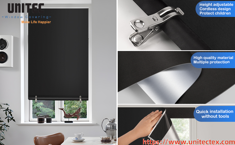 Clean line blackout shades black