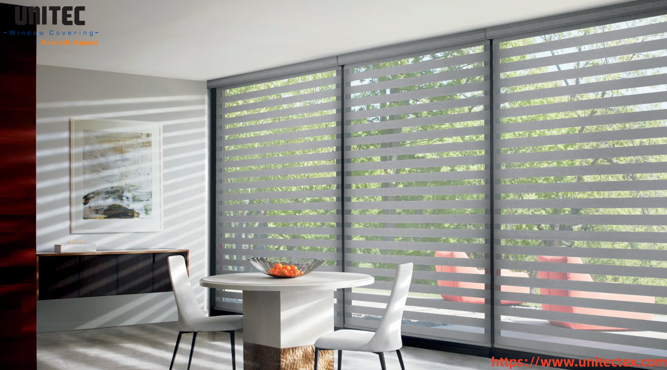 Zebra blinds for sliding doors
