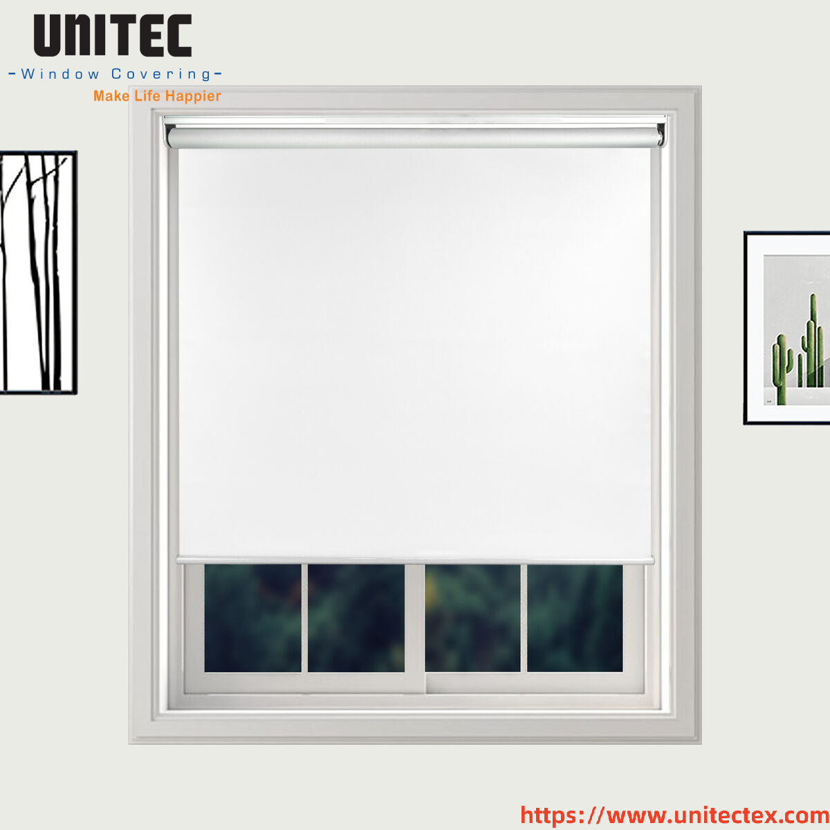 UV-blocking white blinds