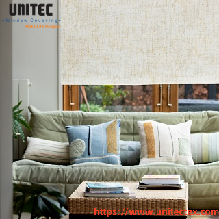 white textured roller blinds