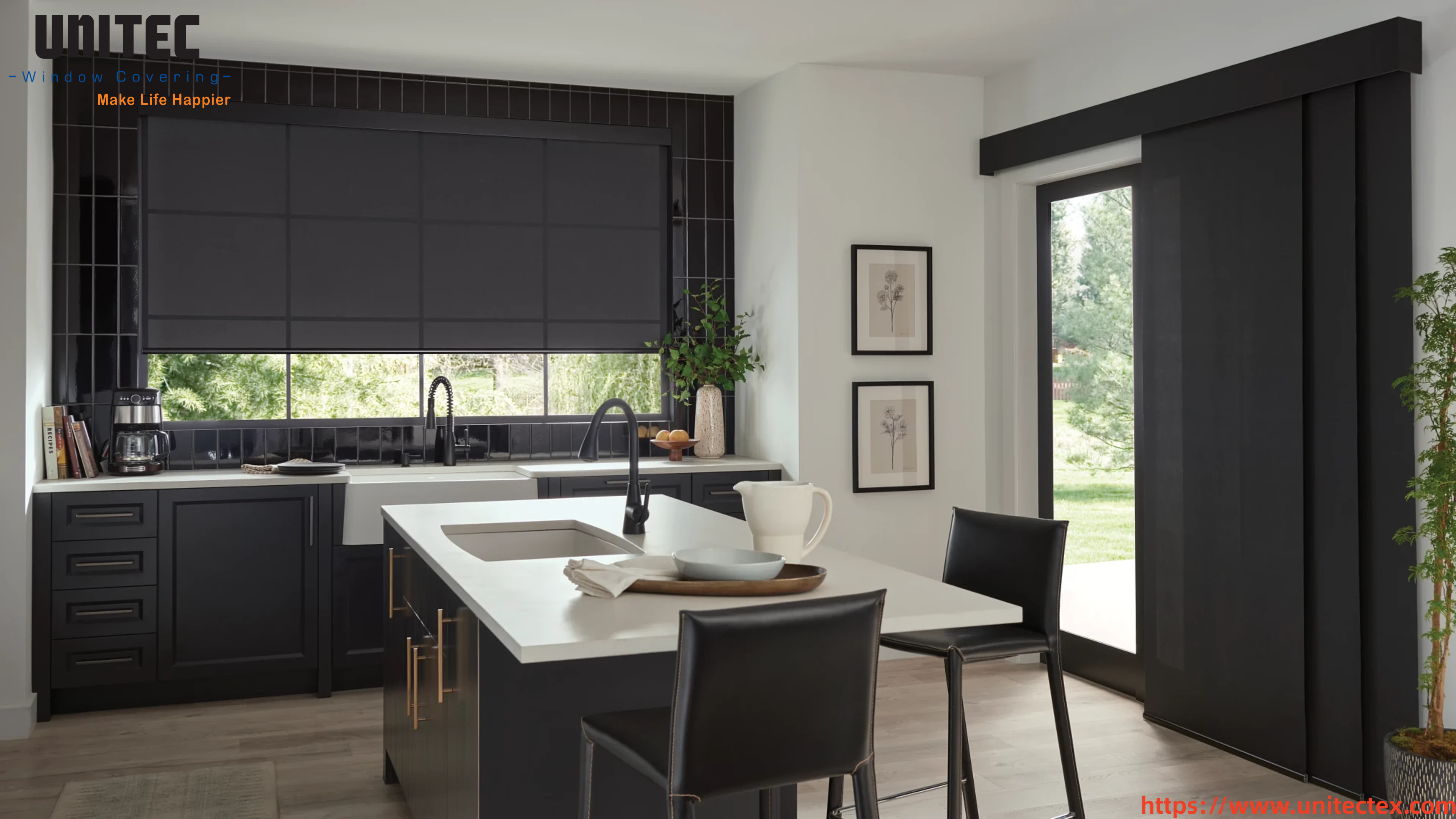 modern black blackout blinds