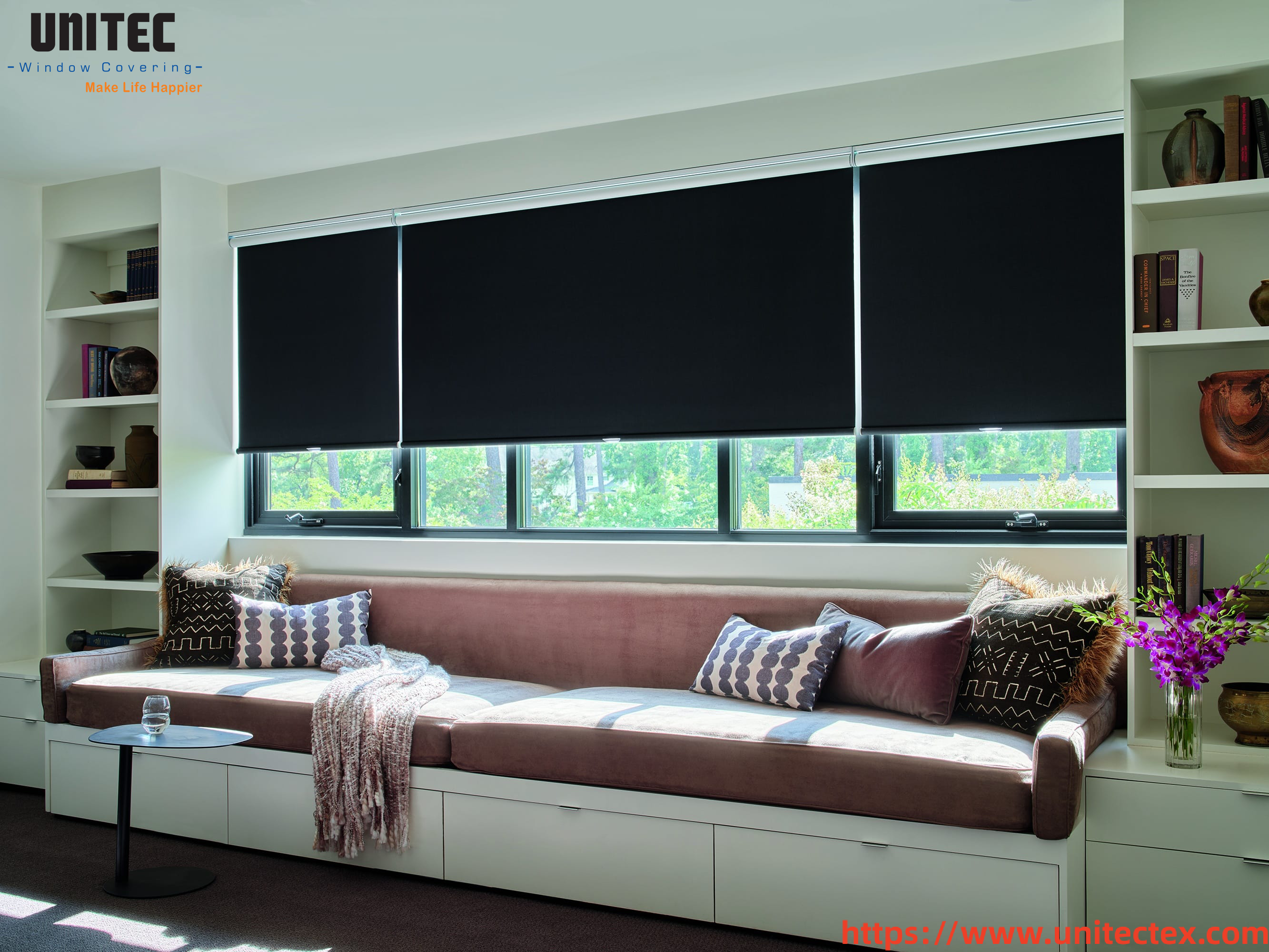 modern black blackout blinds