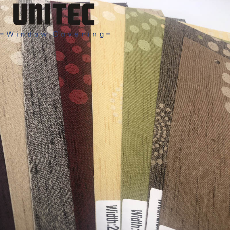 A stunning blackout shades Roller Blinds Fabric, high-quality 100% Polyester yarns with Jacquard weave and Acrylic Foam