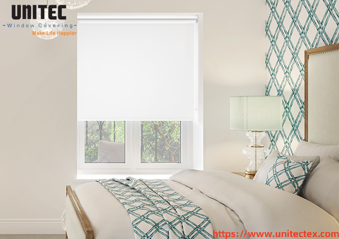 white blackout roller blind