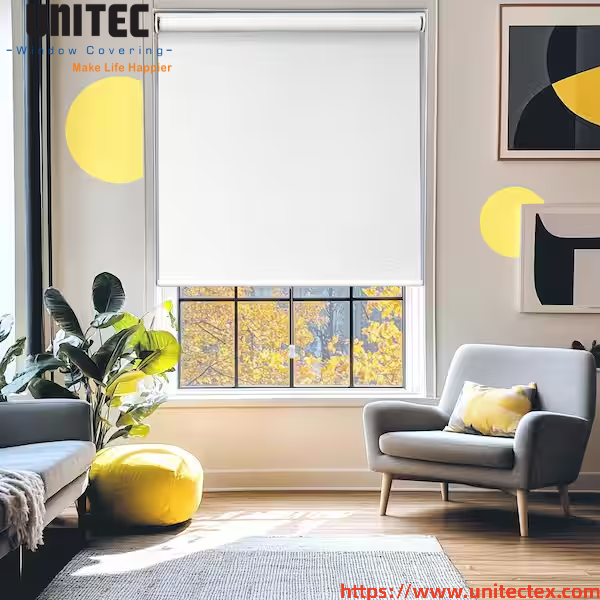 UV-blocking white blinds