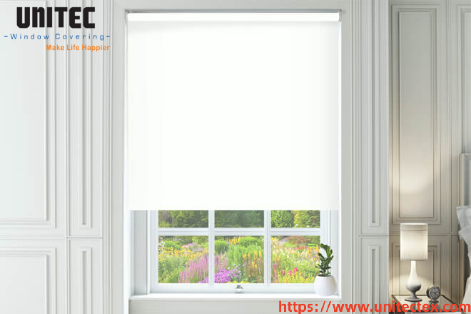 white blackout roller blind