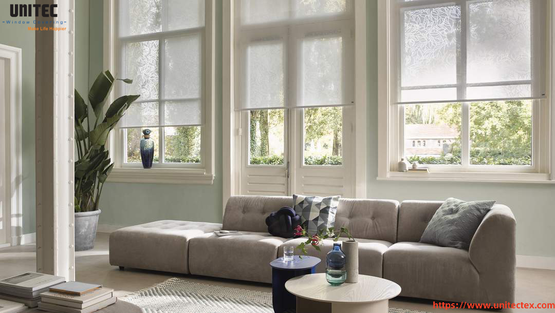 custom white textured roller blinds