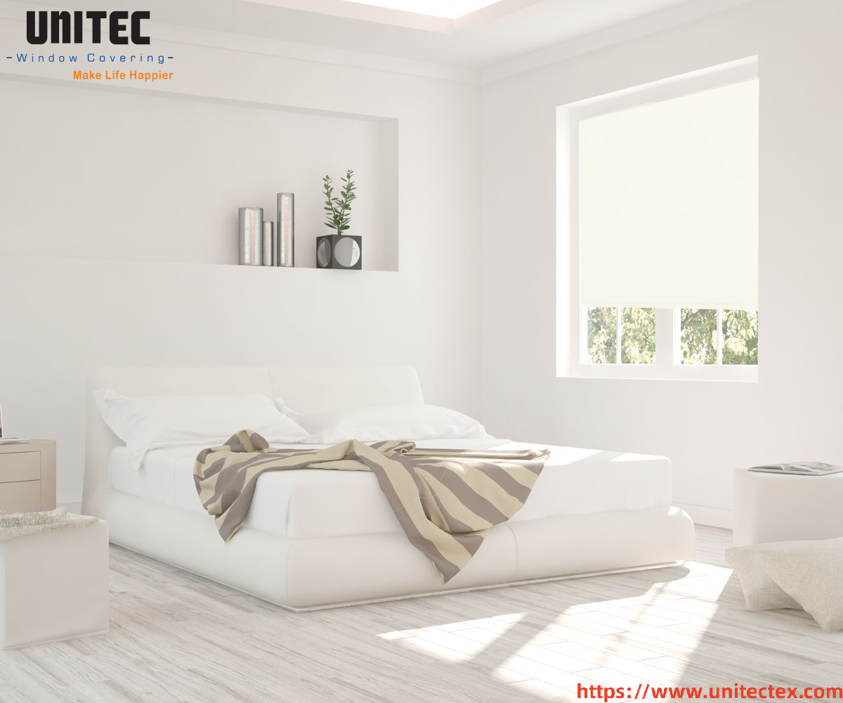 white textured blackout roller blinds