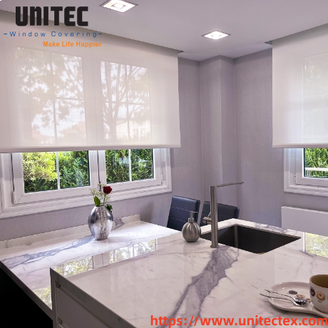 White Roller Curtain in Office
