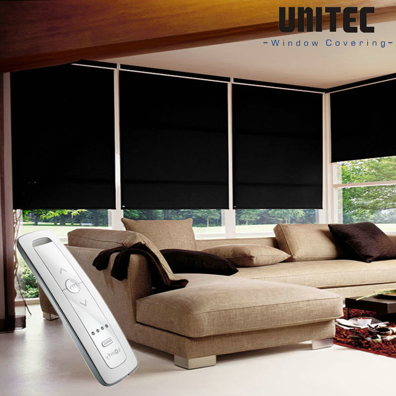 black-electric-remote-control-roller-blind