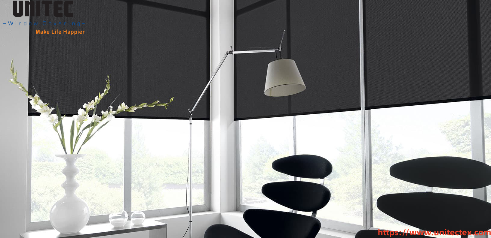 100% Blackout Roller Blinds Black