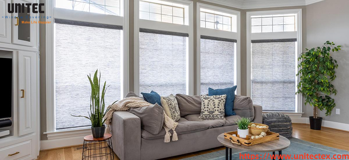 elegant white textured roller shades