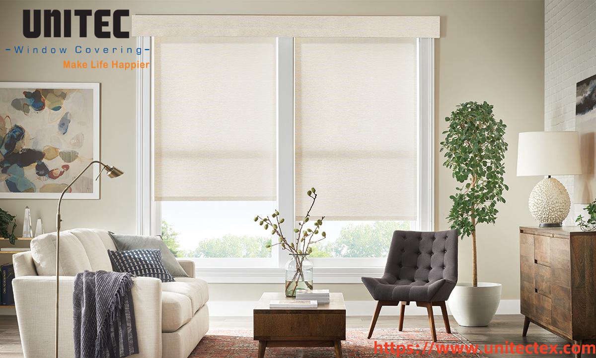 elegant white textured roller shades