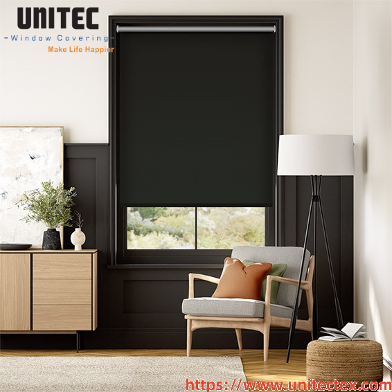 full blackout black roller blinds