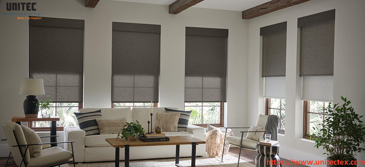 elegant white textured roller shades