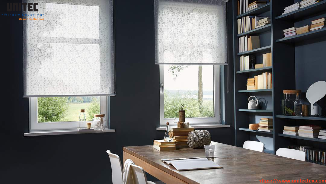 custom white textured roller blinds