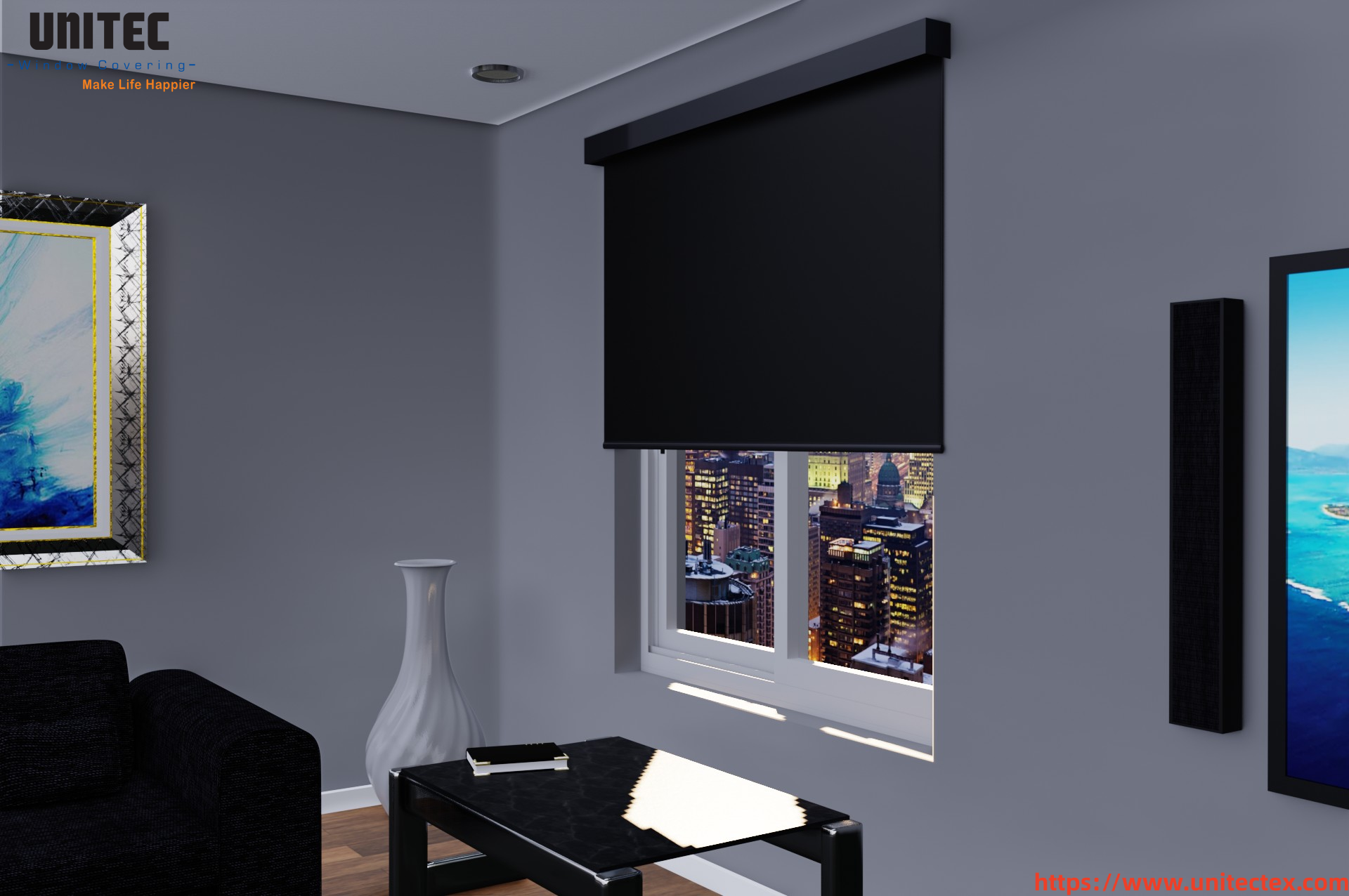 100% Blackout Roller Blinds Black